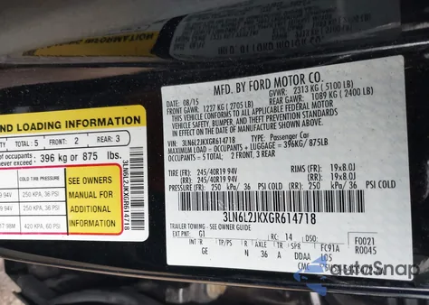 2016 Lincoln Mkz z USA, uszkodzony, nr VIN 3LN6L2JKXGR614718